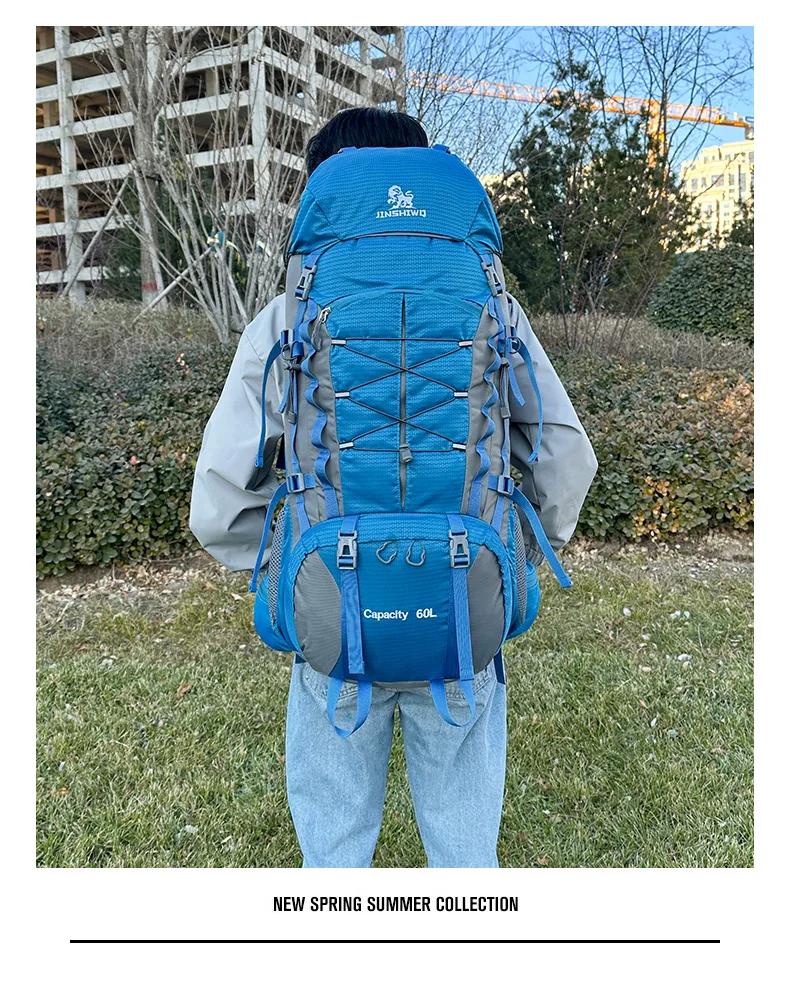 80L Mountaineering Bag,Large Capacity Rainproof Wear-Resistant Nylon Breathable,Outdoor Travel Hiking Camping Sports Backpack