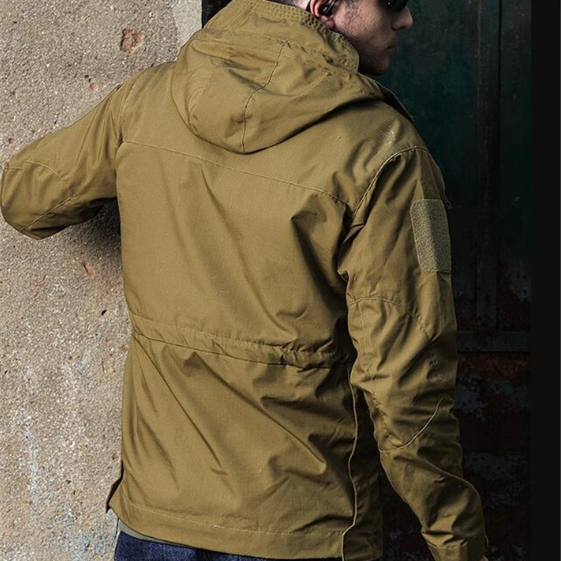 Chaqueta táctica M65 para hombre, impermeable, senderismo, con capucha para lluvia - Imagen 3