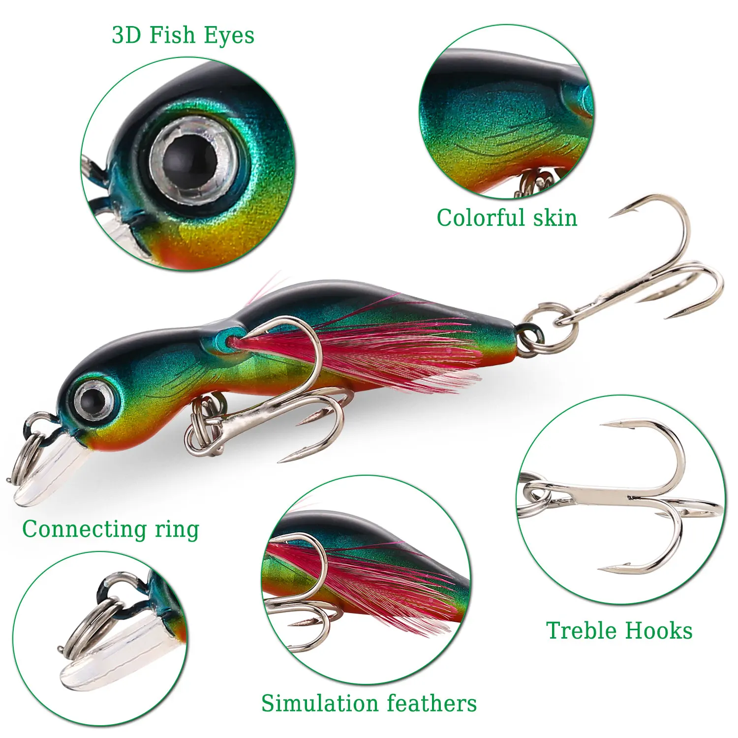 Sougayilang Fishing Bait Set 4PCS Wobbler Anti-corrosion Hook Bass Fishing Lure for Sea Carp Fishing Tackles De Pesca