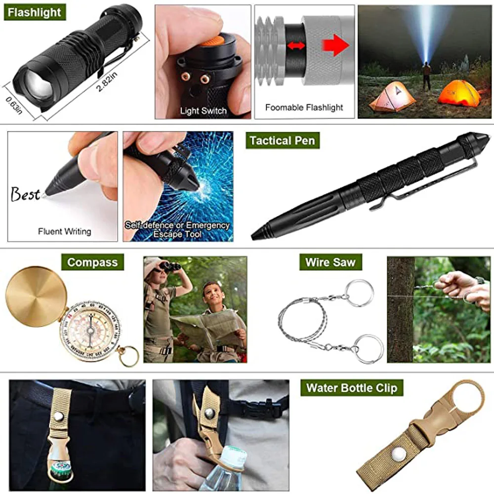 Outdoor Adventure Survival Kit SOS Emergency First Aid Kit Camping Equipments Medical Bag Self-defense EDC Pouch ifak Outdoor Adventure Survival Kit SOS Emergency First Aid Kit Camping Equipments Medical Bag Self-defense EDC Pouch ifak