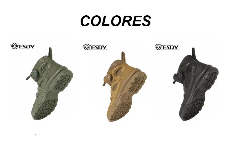 ESDY Men's Outdoor Hiking Mountain Climbing Shoes Mid-Calf Tactical Boots Breathable leather Upgraded Version for Trekking