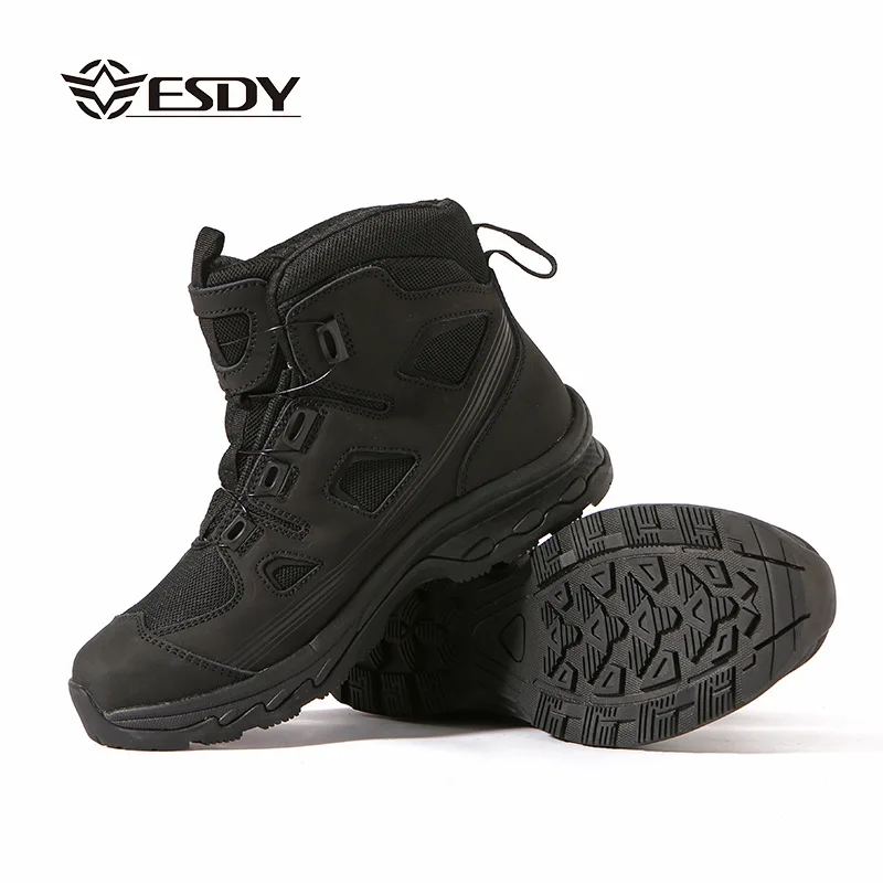 ESDY Men's Outdoor Hiking Mountain Climbing Shoes Mid-Calf Tactical Boots Breathable leather Upgraded Version for Trekking