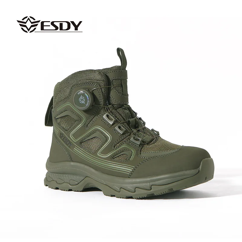 ESDY Men's Outdoor Hiking Mountain Climbing Shoes Mid-Calf Tactical Boots Breathable leather Upgraded Version for Trekking